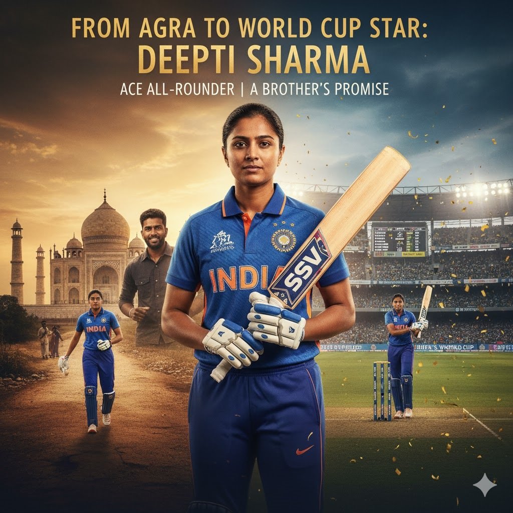 Deepti Sharma biography, Indian women's cricket all-rounder, Women's World Cup Deepti Sharma, Deepti Sharma brother sacrifice, Agra cricketer Deepti Sharma, India women's cricket ace all-rounder, Best all-rounders in women's cricket, Journey of Deepti Sharma, Deepti Sharma off-spin bowling, Deepti Sharma batting style, ICC Women's World Cup performances, Indian women's cricket team stars,