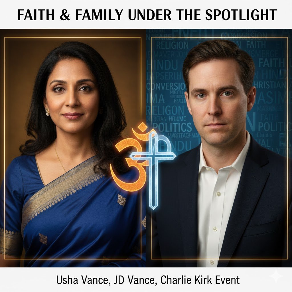 Usha Vance religion, Charlie Kirk wife, JD Vance Usha Vance, Usha Vance conversion, Usha Vance Hindu, JD Vance wife religion, JD Vance conversion comments, Turning Point USA Charlie Kirk event, Usha Vance Christian, Does Usha Vance want to convert to Christianity?, Why is JD Vance getting backlash over Usha Vance's religion?, JD Vance interfaith marriage controversy, Usha Vance no plans to convert statement, JD Vance comments at Charlie Kirk event, Second Lady Usha Vance, Hindu American Foundation response, MAGA Christian Nationalism, Erika Kirk Charlie Kirk's wife, Hindu Christian marriage, Religious freedom debate US politics, Usha Vance Religion Change: JD Vance's Conversion Comments at Charlie Kirk Event Ignite Hindu-Christian Faith Debate, Usha Vance religion, No Plans for Religion Change,